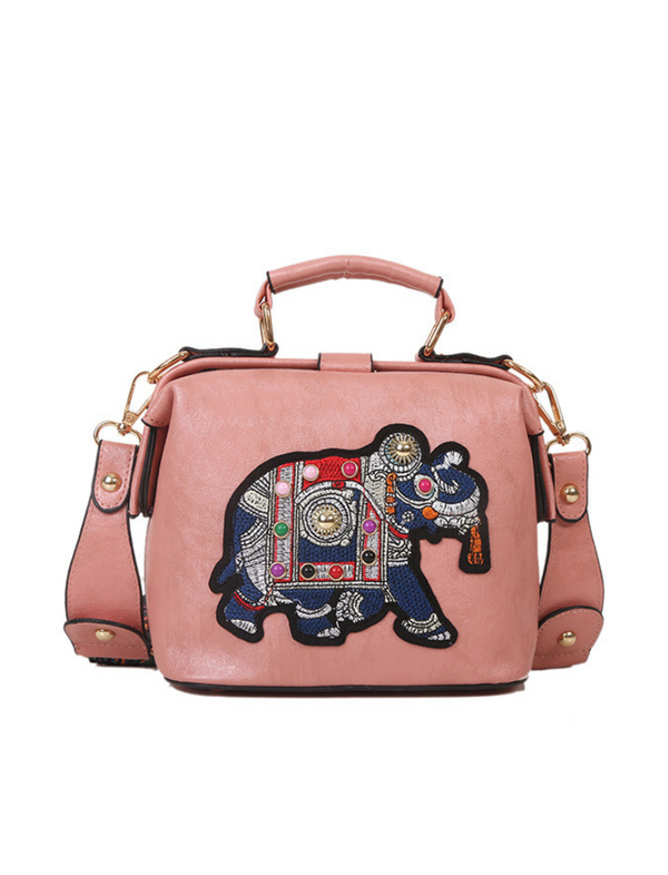 Bolso Bordado Elefante Rosado Ref. 1291