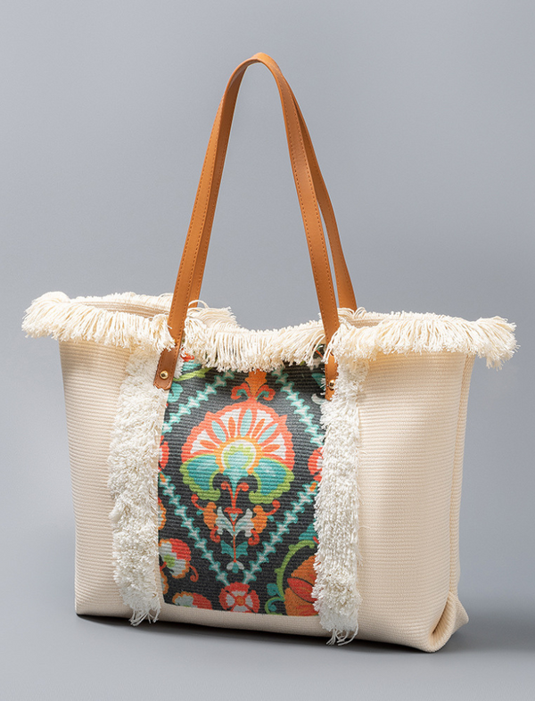Bolso Playero Flecos Verde Ref. 1403