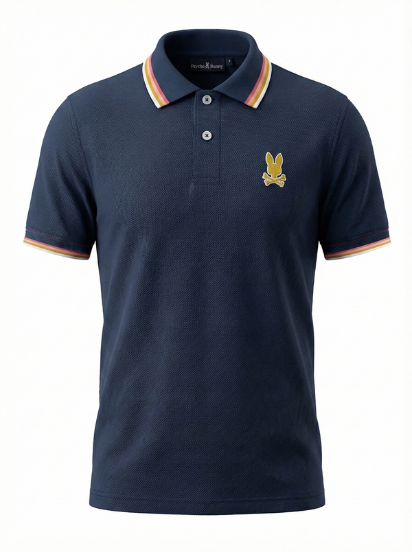 Camiseta 22342# Tipo Polo Azul Oscuro Para Hombre
