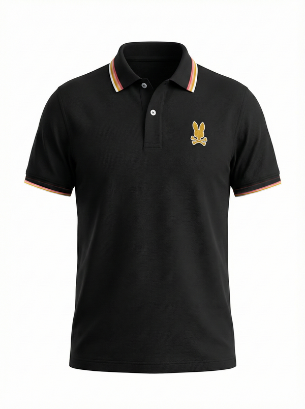 Camiseta 22342# Tipo Polo Negra Para Hombre