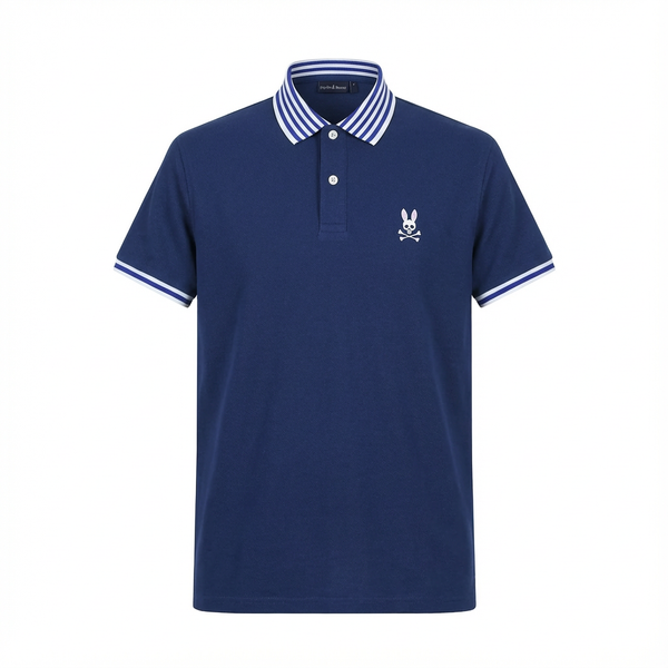 Camiseta 22347# Tipo Polo Azul Oscuro Para Hombre