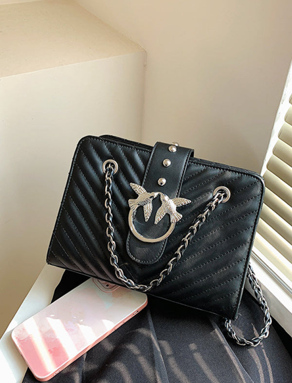 Bolso Clásico De Aves Negro Ref. 838