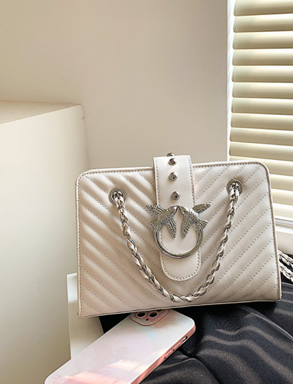 Bolso Clásico De Aves Crema Ref. 838